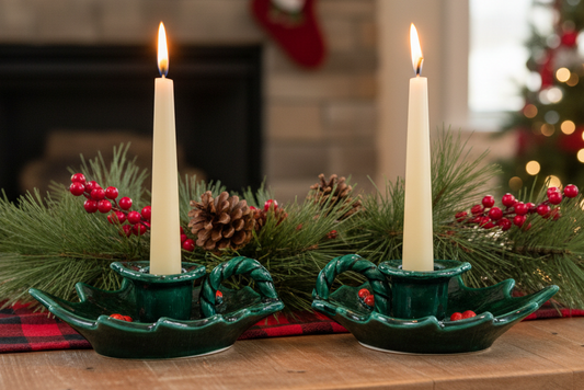 Lefton Vintage Holly Berry Candle Holders – Set of 2 | Mid-Century Holiday Decor