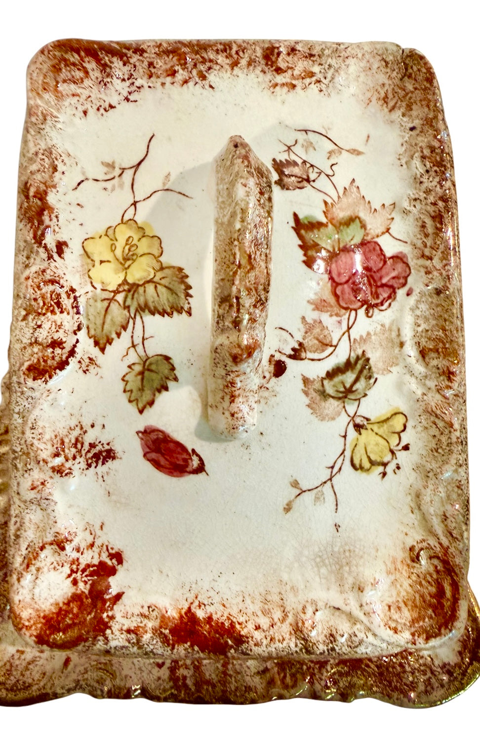 Antique Floral Covered Cheese Keeper / Butter Dish | Circa 1900