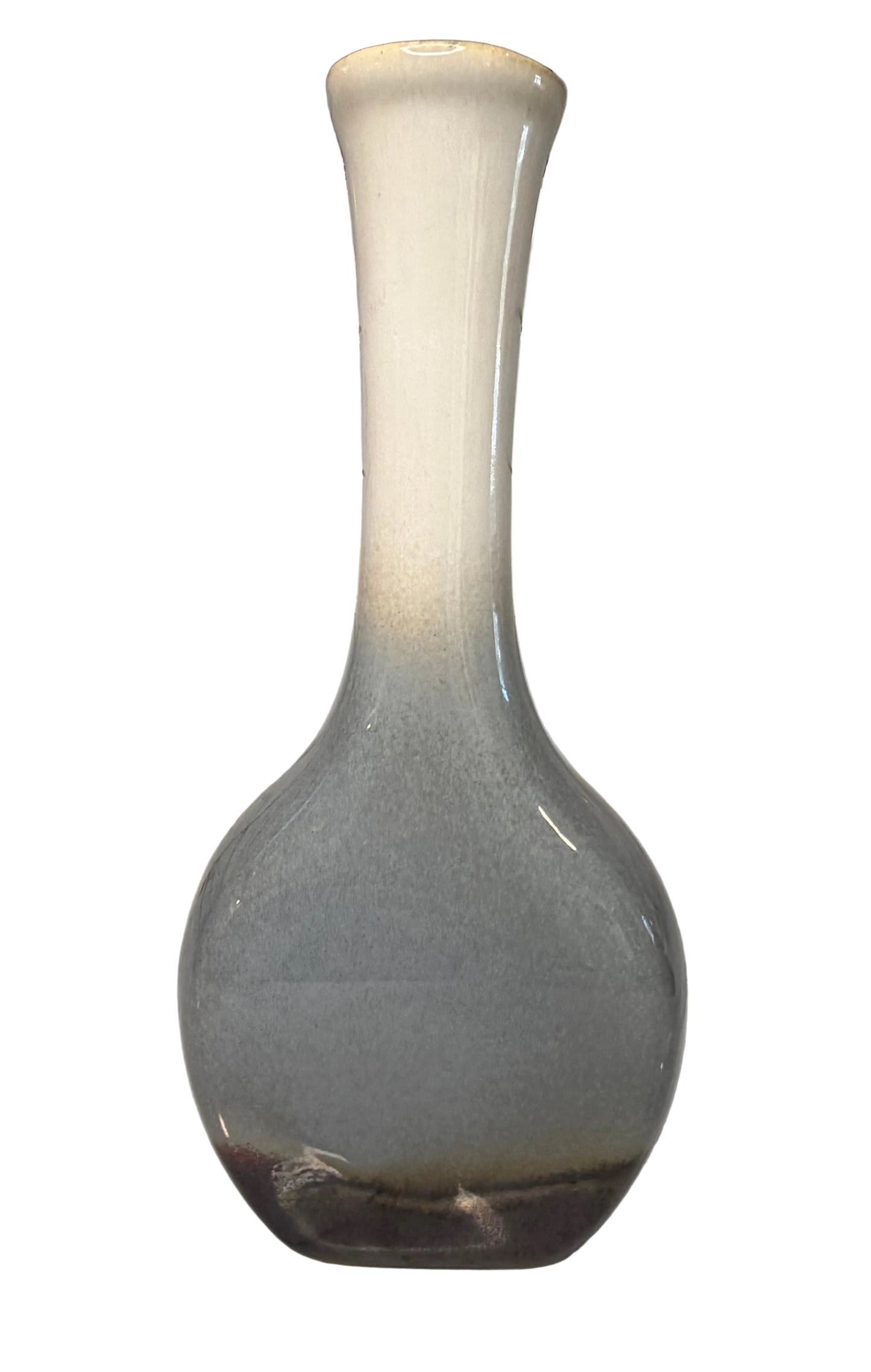 Vintage Art Nouveau Style Ceramic Vase – Blue to White Ombre Glaze