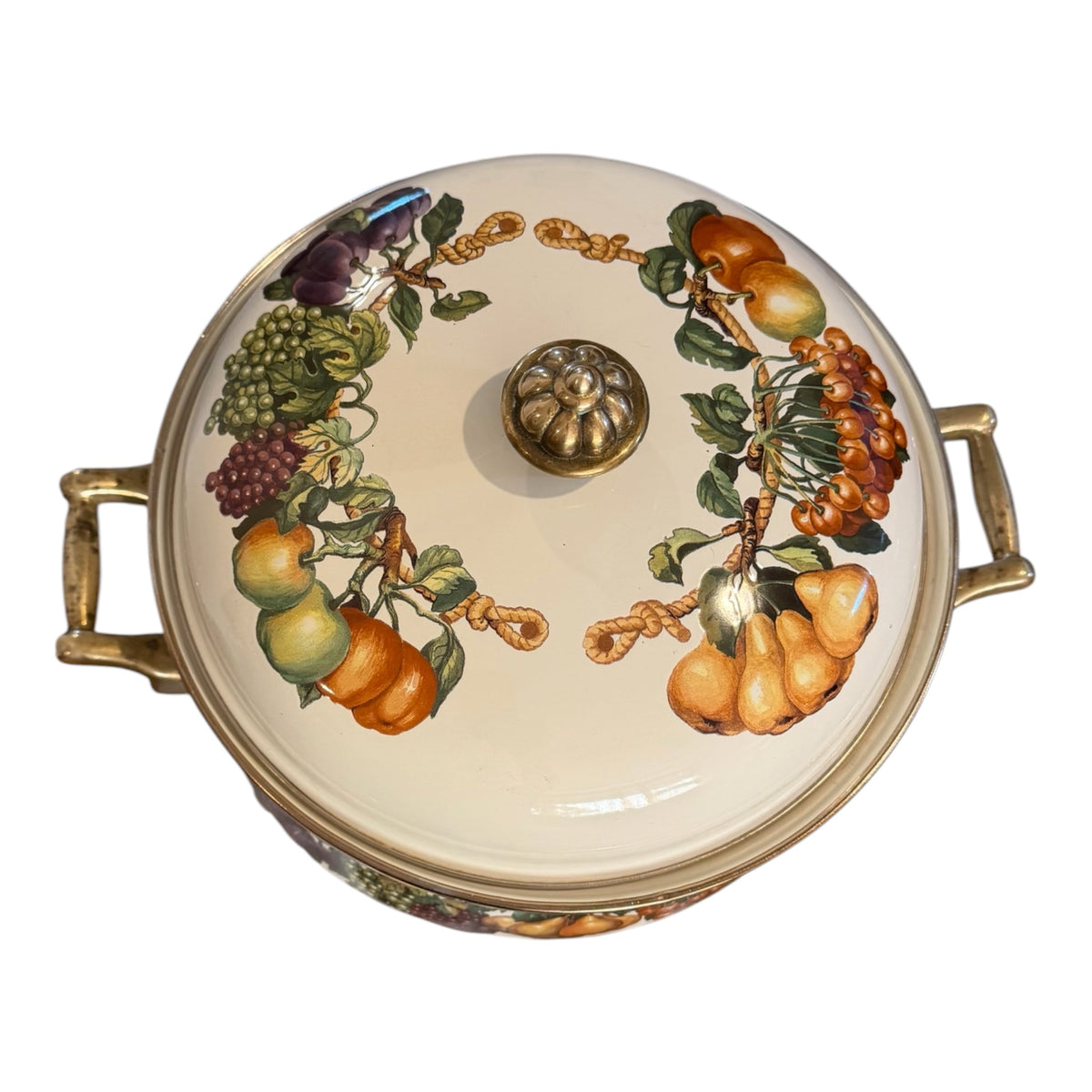 Kensington Garden Large 8-Quart Vintage Enamelware Dutch Oven Stock Pot – Fruit Garland Design