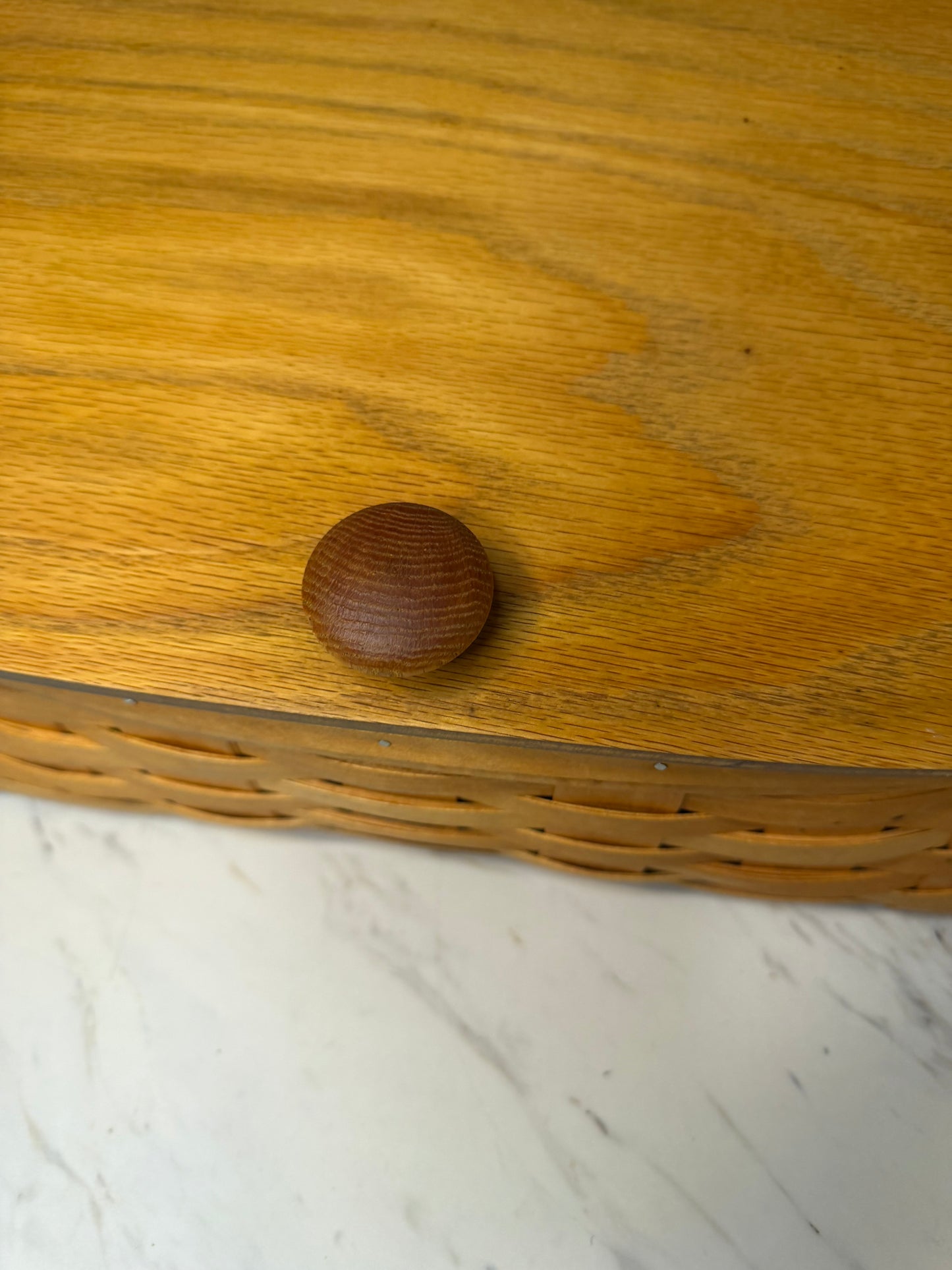 Vintage 1999 Royce Craft Bread Basket Box with Wood Lid