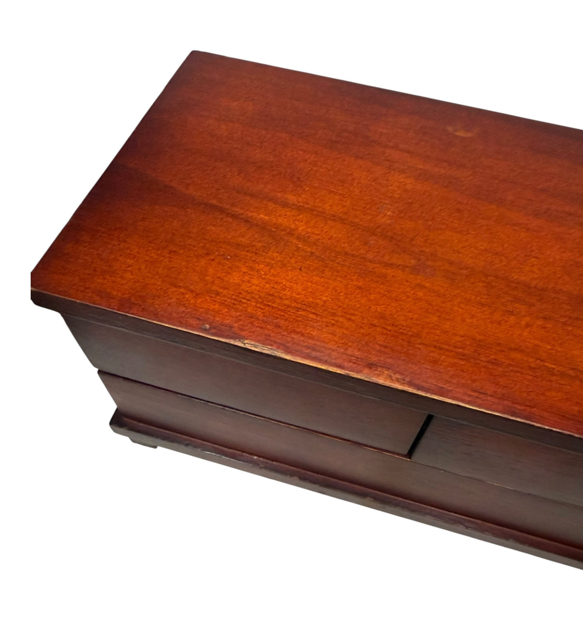 Vintage Cherry-Tone Wooden Jewelry Box with Swing-Out Compartments - Riser
