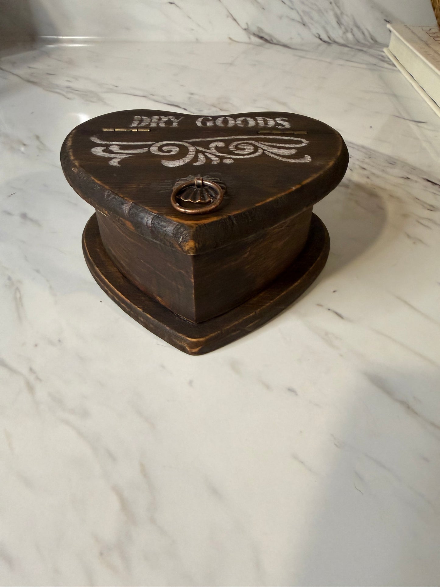 Rustic Wooden Heart-Shaped Box | “Dry Goods” Decorative Storage