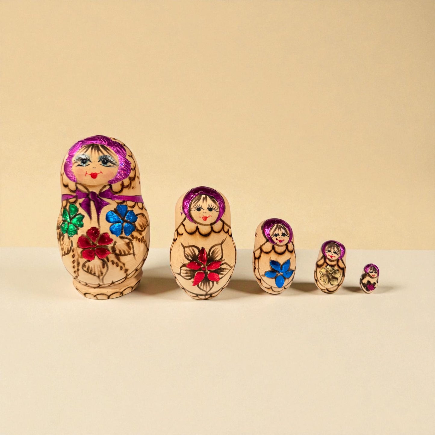 Vintage Matryoshka Nesting Doll Set – Set of 5