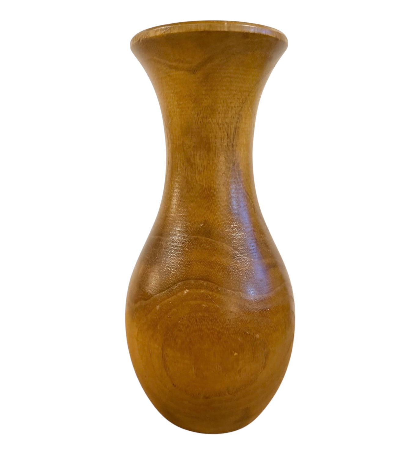 Mid-Century Hand-Turned Wooden Bud Vase | Sculptural Hardwood Vase | 10”