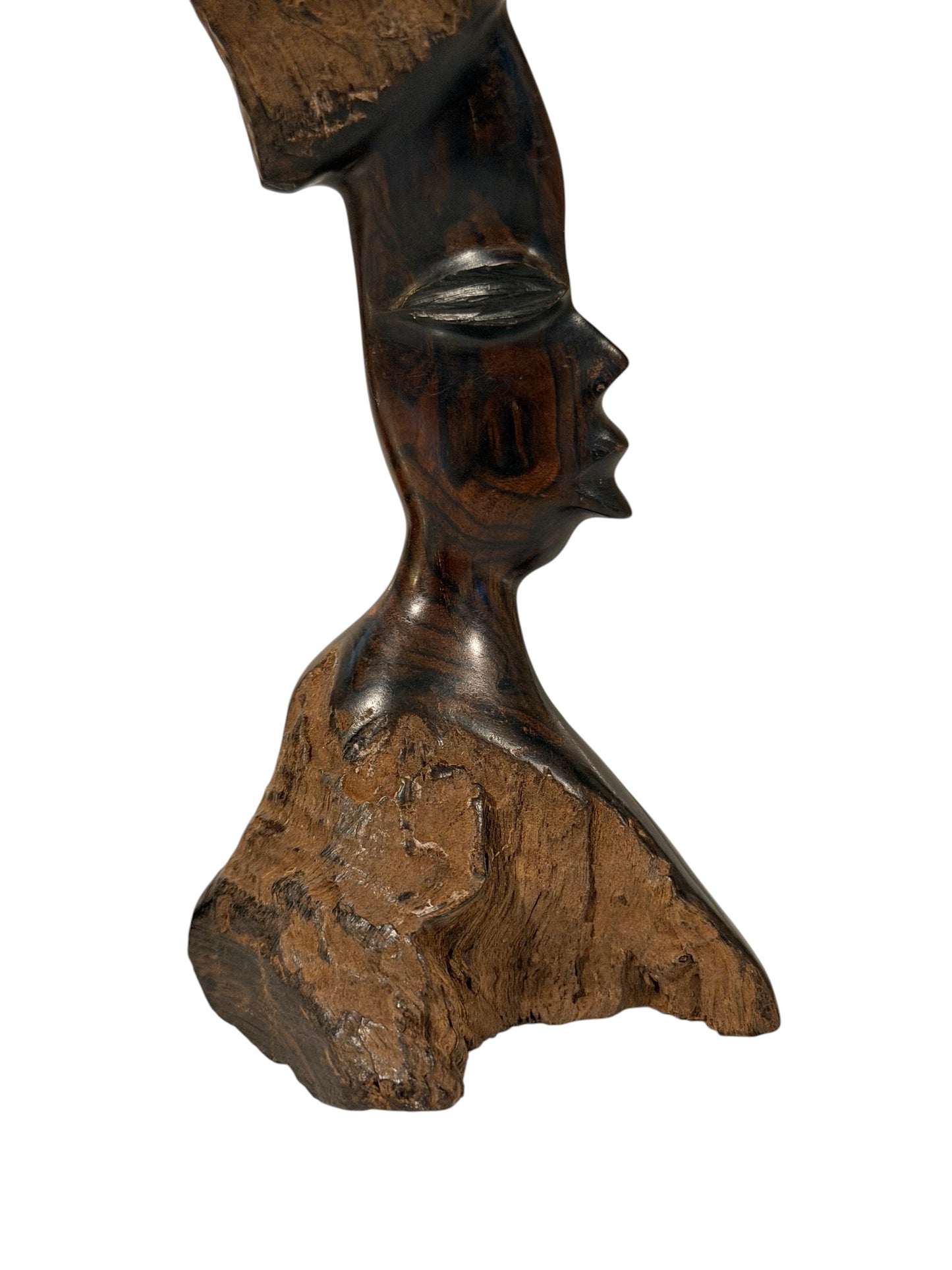 Hand-Carved Vintage African Tribal Bust Sculptures – Matching Male & Female Pair – Mid-Century Folk Art