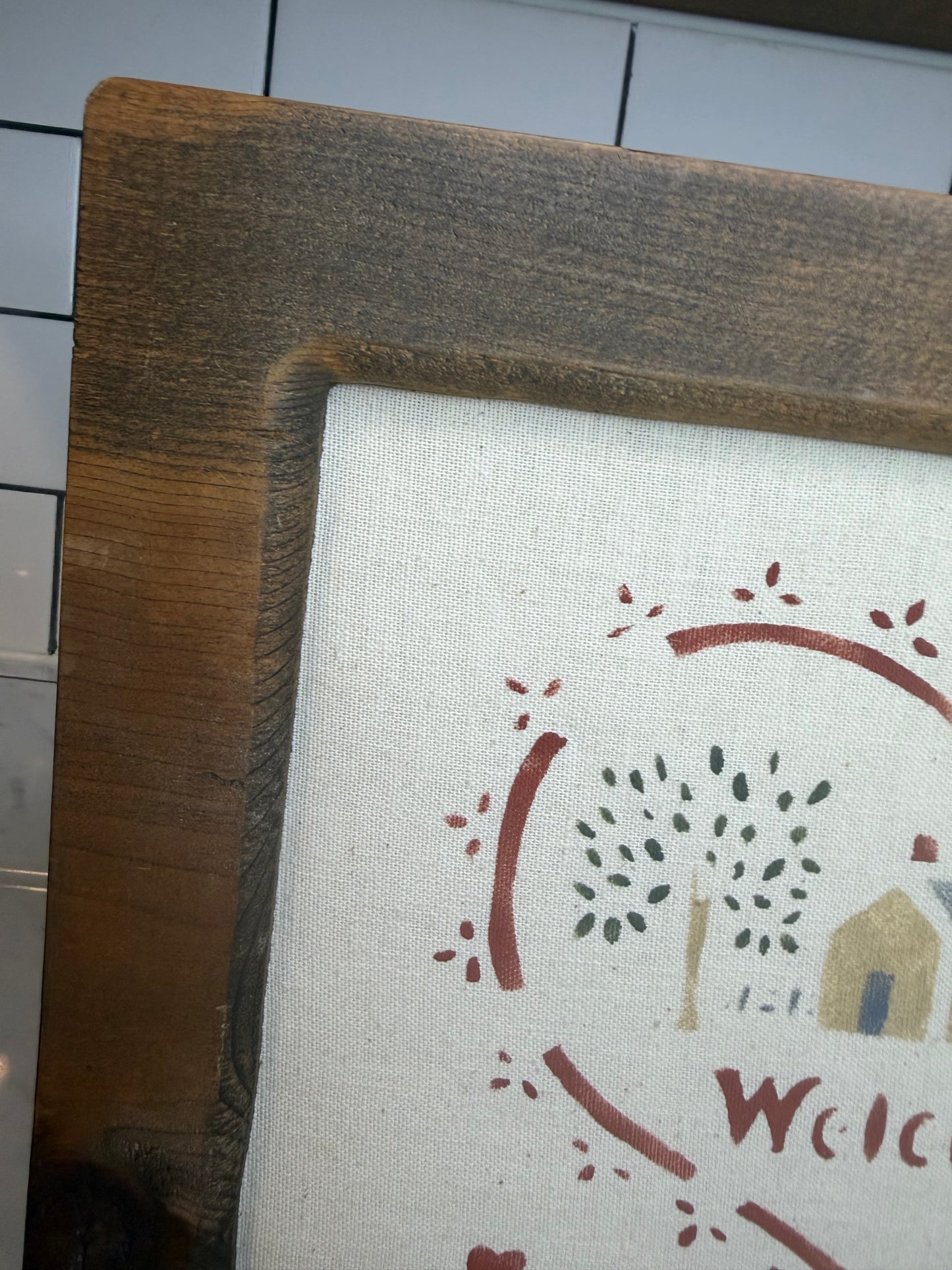 Folk Art “Welcome” Framed Sign