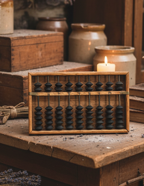 Vintage Japanese Soroban Abacus | Traditional 2:5 Merchant Counting Frame | Kanji Marked