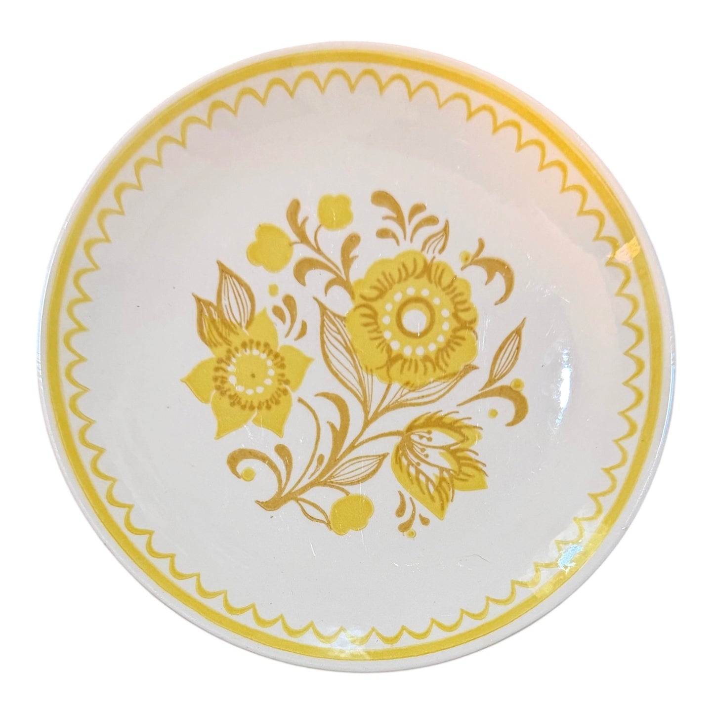 Vintage Royal China Jubilee Ironstone Serving Set – Yellow Floral Mid-Century Bowls & Plates – 4 Piece Retro USA Dinnerware Set