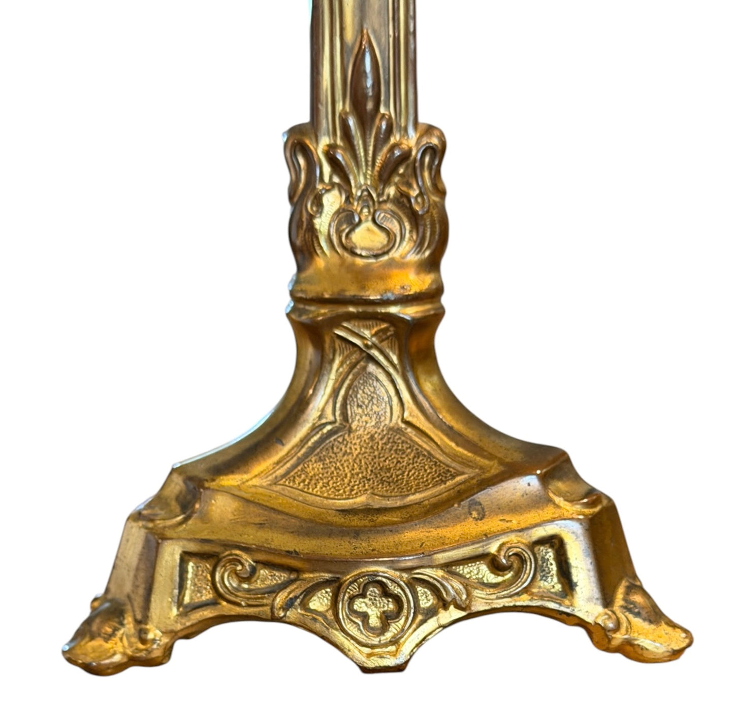 Baroque Revival Vintage Standing Altar Crucifix – Ornate Solid Brass (Non-magnetic) Tabletop Cross 9.5”
