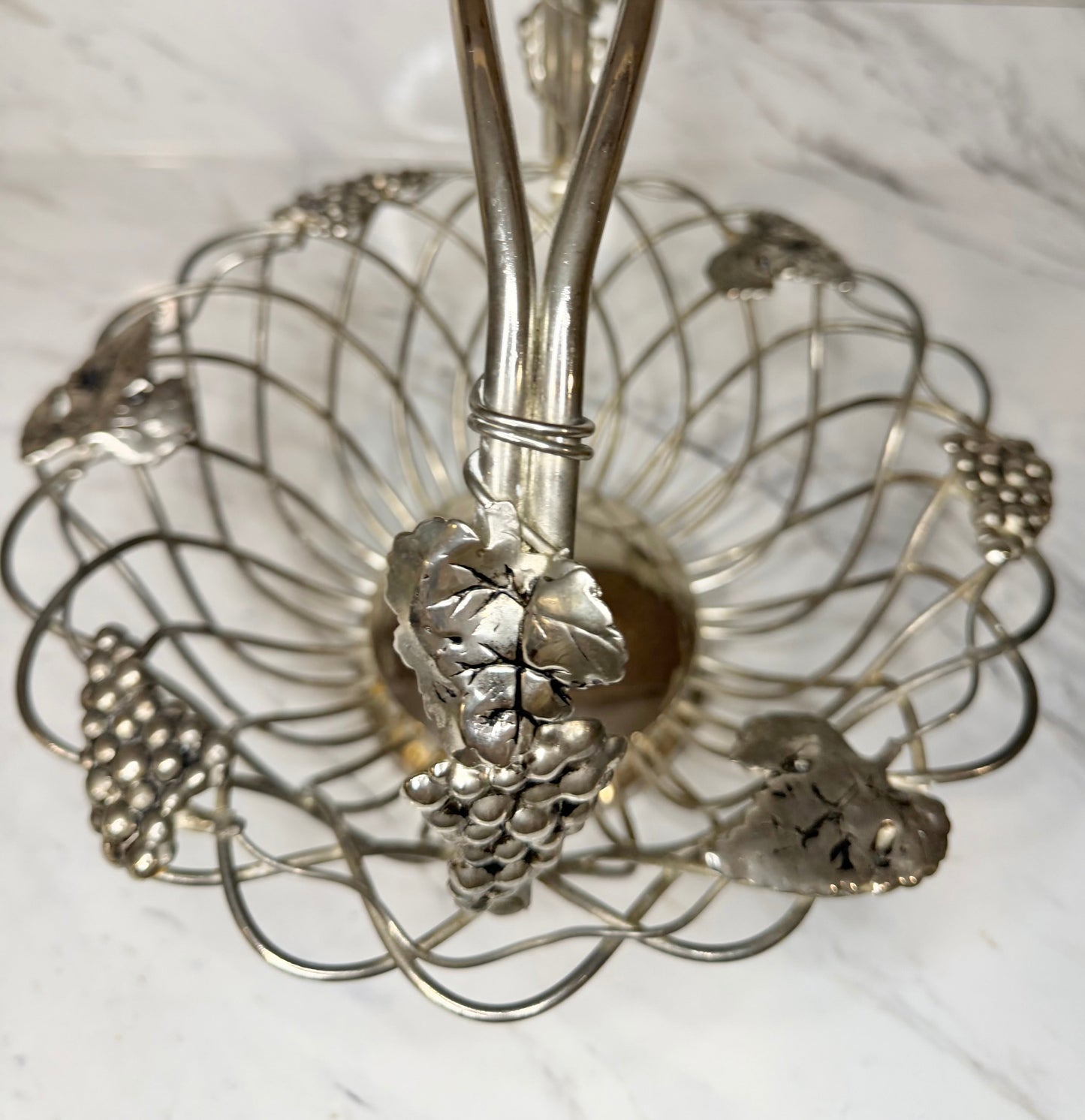 Set of 2 - Vintage Godinger Silver-Plated Grapevine Wire Baskets