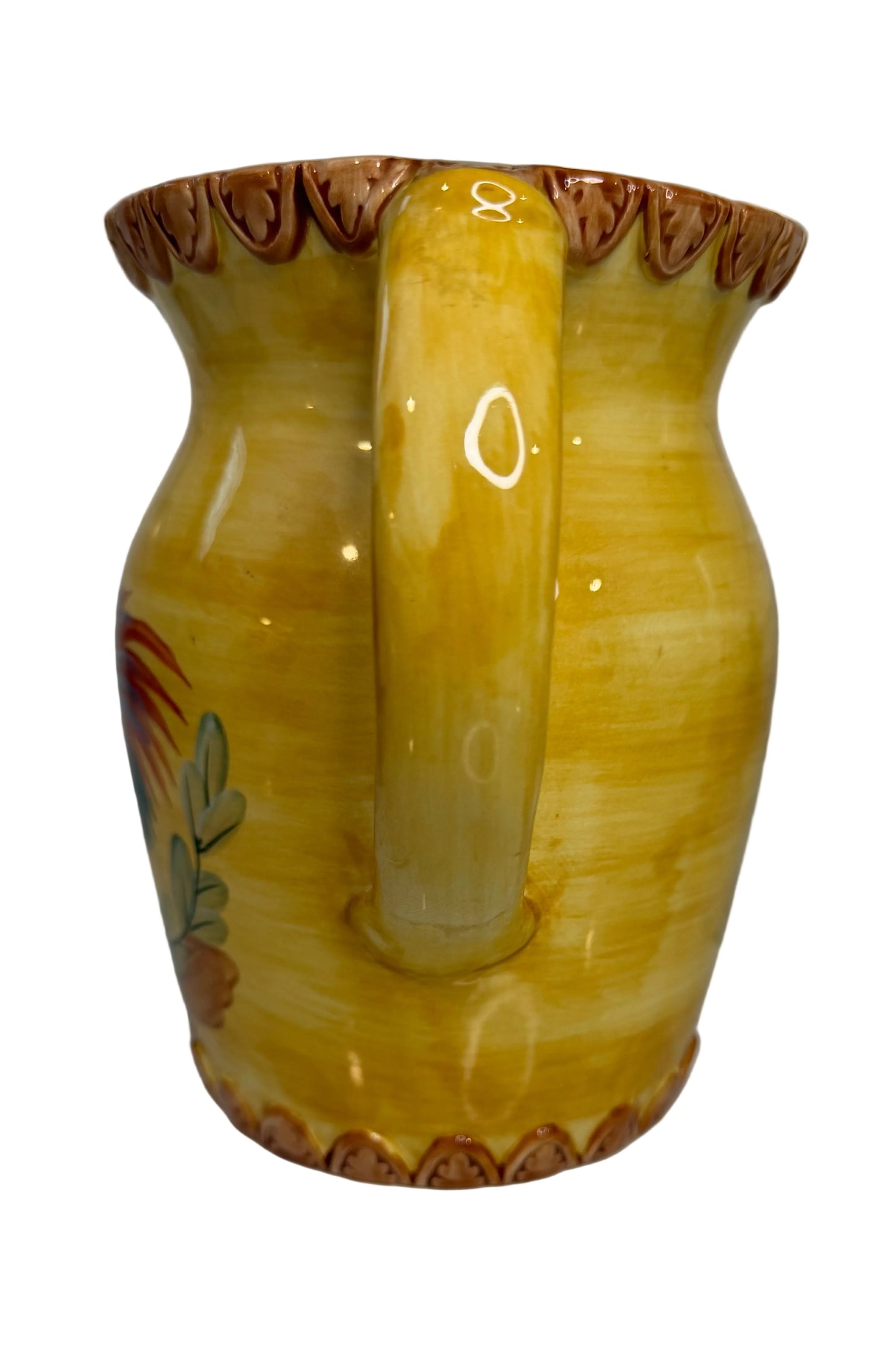Vintage Italian Style Ceramic Rooster Pitcher – Yellow Farmhouse Good Luck Jug