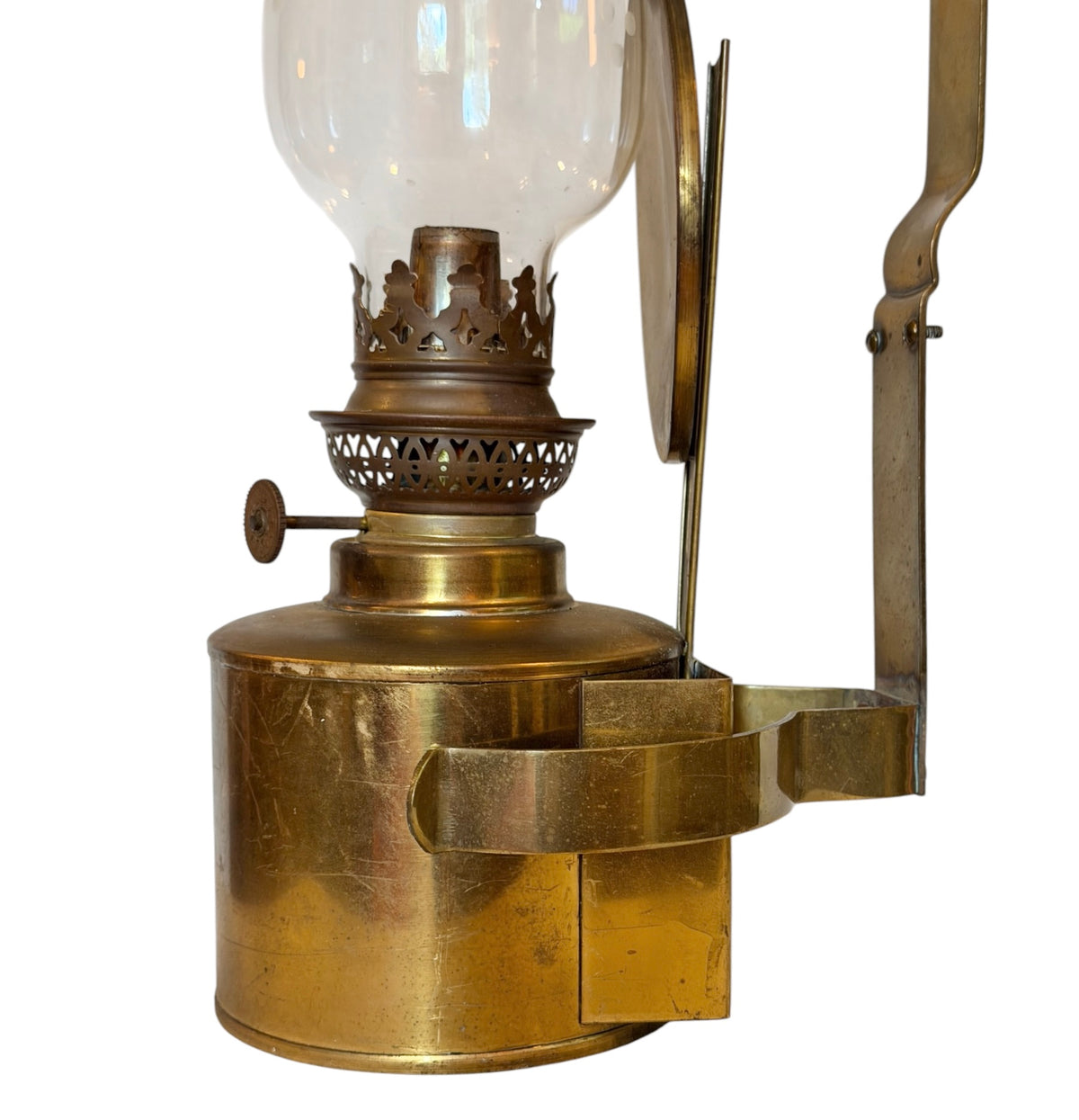 Brass Vintage Gimbaled Marine Oil Lamp with Wall Bracket & Reflector | Nautical Ship Yacht Lamp