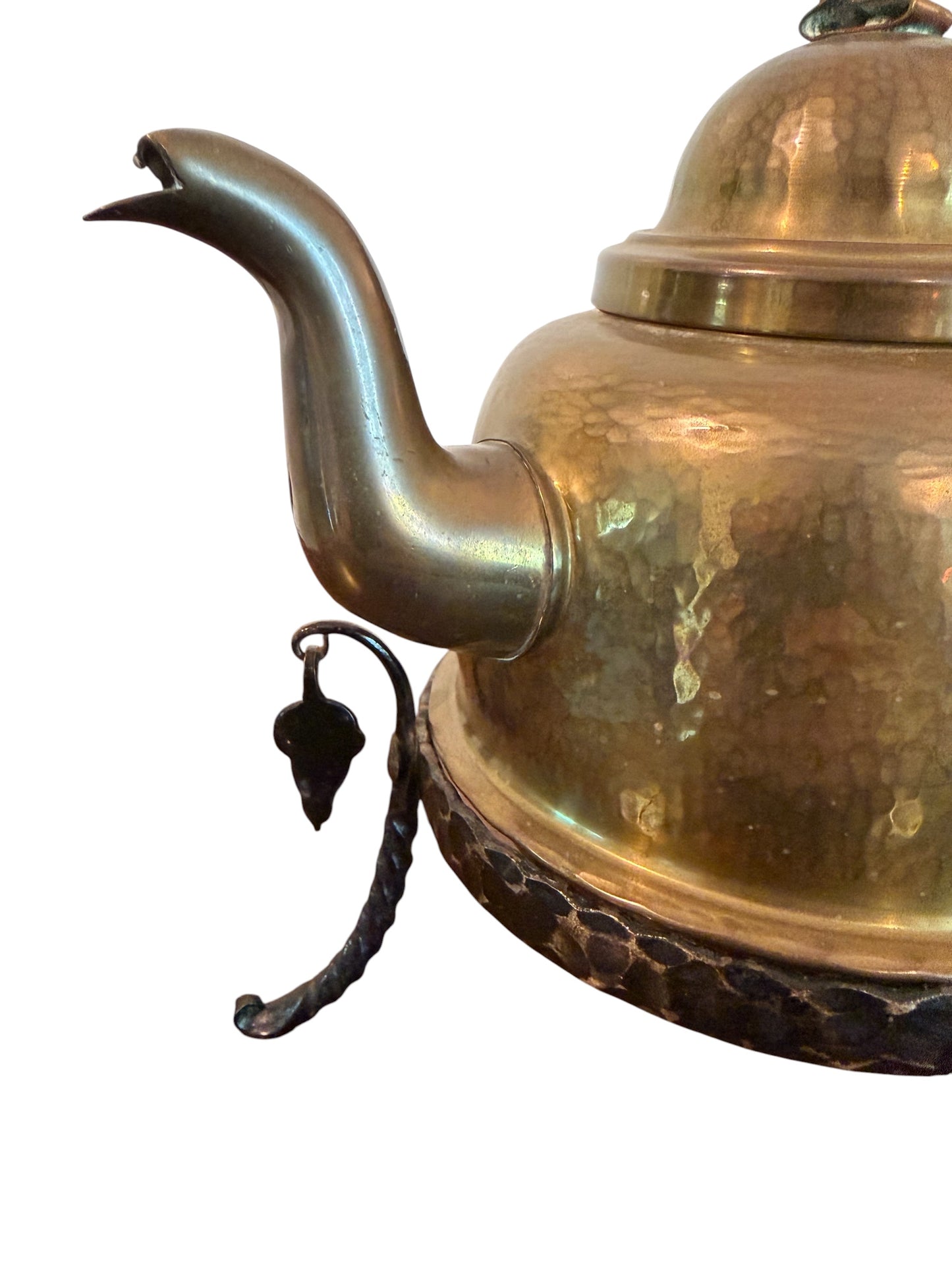 Antique Hammered Copper Kettle on Wrought Iron Stand | Turkish / Swedish Style Tea Warmer