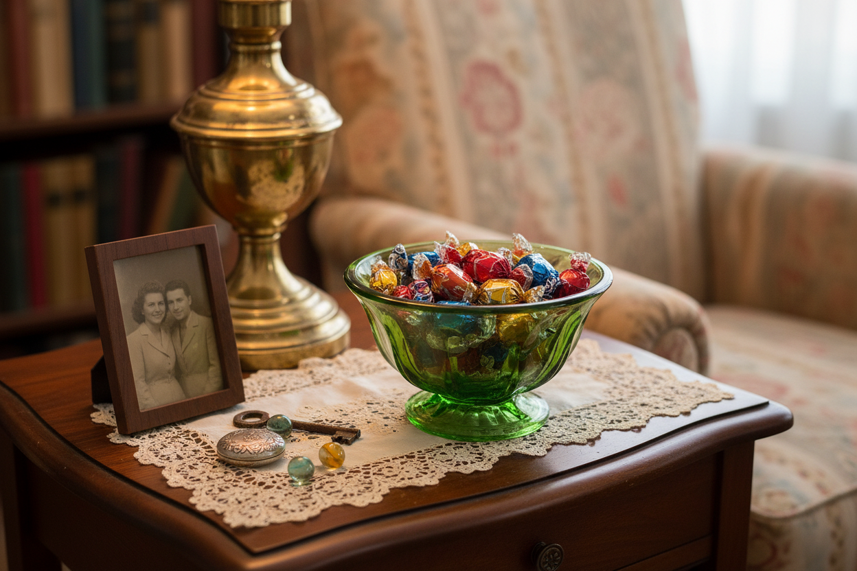 Anchor Hocking Fairfield Vintage Pedestal Candy Dish | Avocado Green MCM Glass Compote