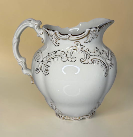Antique Johnson Brothers Royal Semi-Porcelain Pitcher | Gilded Victorian Elegance