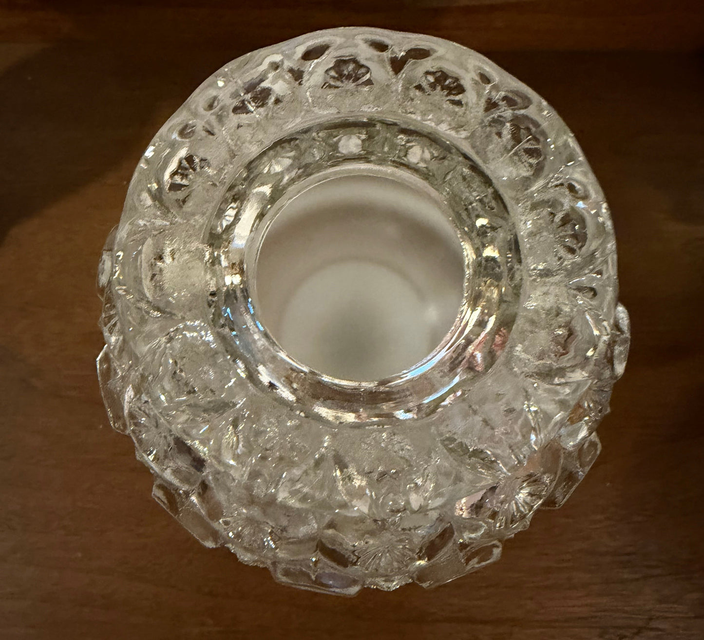 AVAILABLE - Vintage Moon & Stars Fairy Lamp – Clear Glass Dome with Frosted Base | L.E. Smith