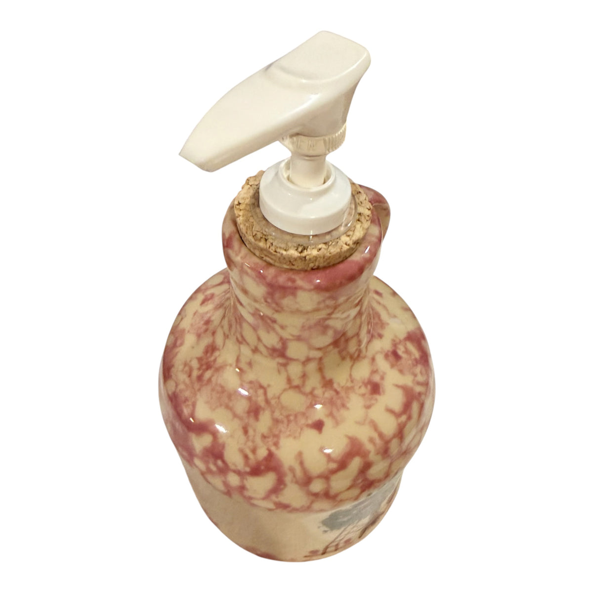 Alpine Pottery 1997 Cranberry Spongeware Jug Soap Dispenser – Roseville, Ohio