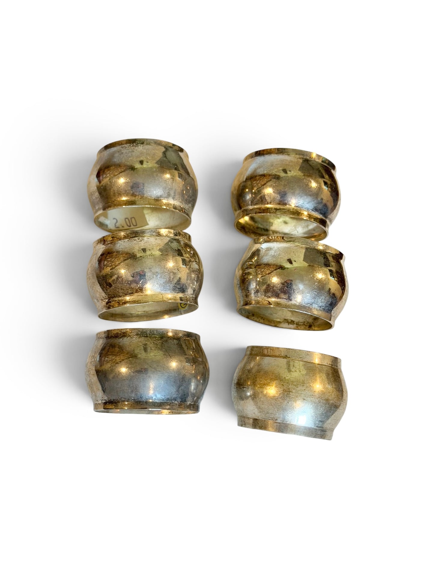 Elder-Beerman Department Store Vintage Silver-Plated Napkin Rings Set of 6 | 1960s–70s Tableware