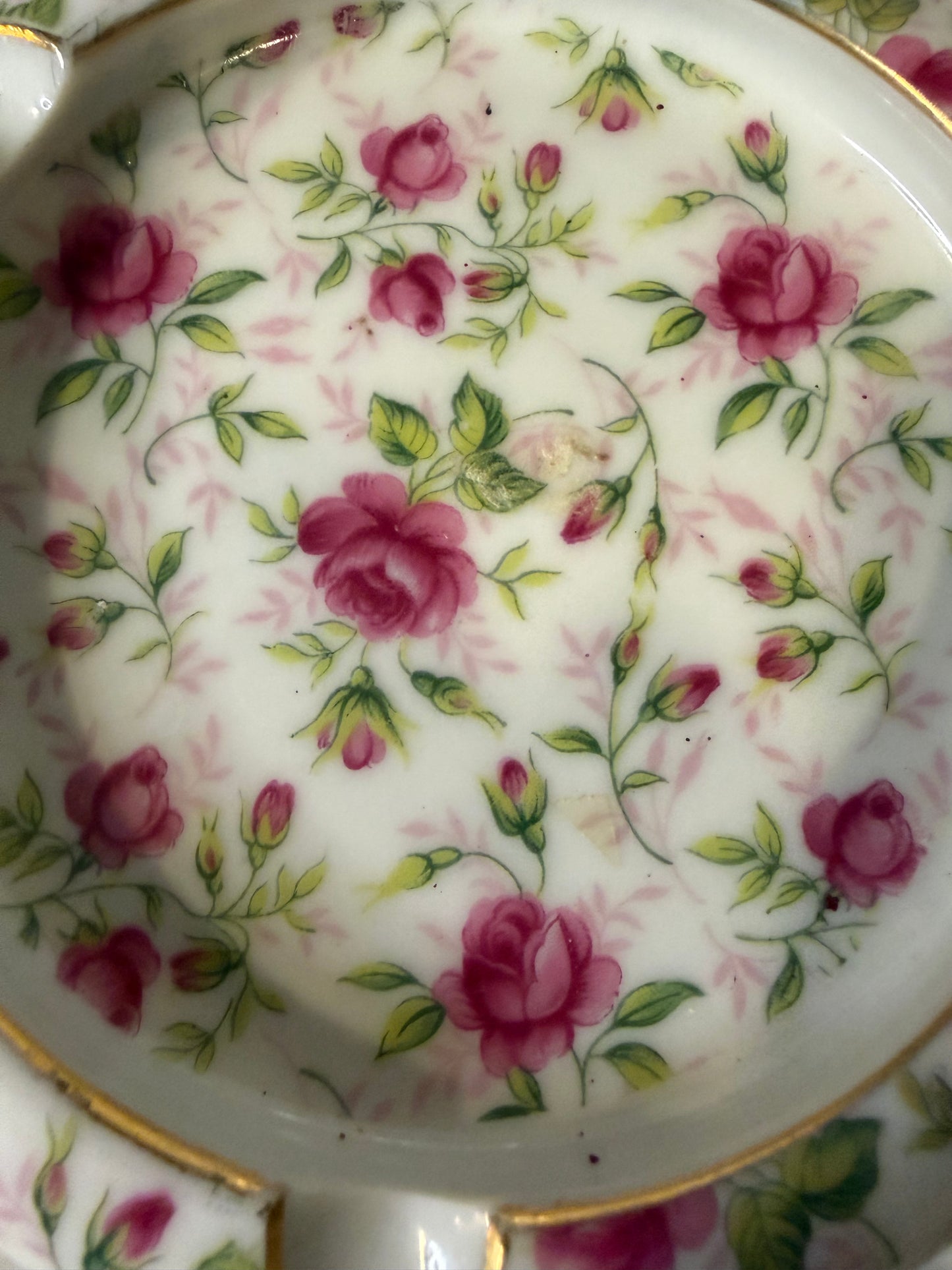 Vintage Lefton China “Rose Chintz” Ashtray – Floral Pattern – Made in Japan