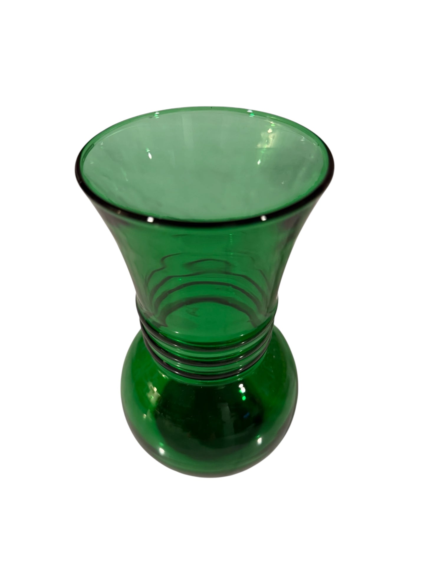 Anchor Hocking Vintage Forest Green Glass Vase | Ribbed MCM Bud Vase