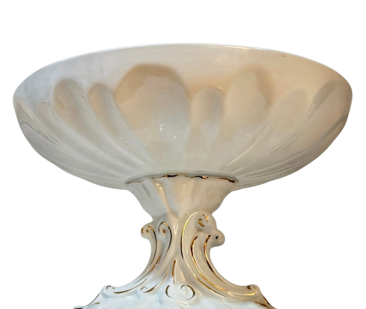 Florence Ceramics Pasadena California Vintage Pedestal Console Bowl | Circa 1950 | Gold Gilt