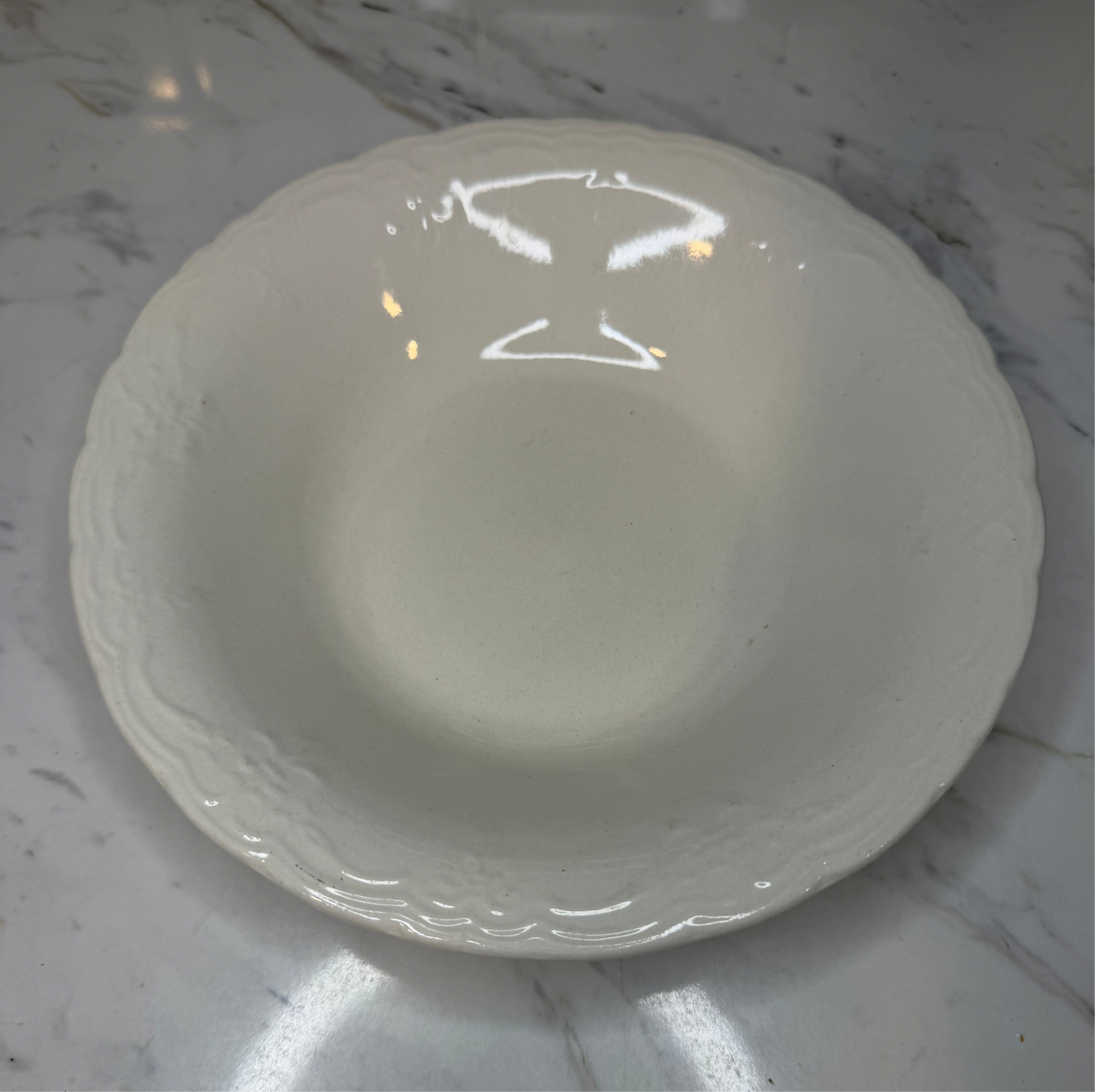 Philippe Richard Versailles White Embossed Bowl | Fleur-de-Lis China | Farmhouse Display