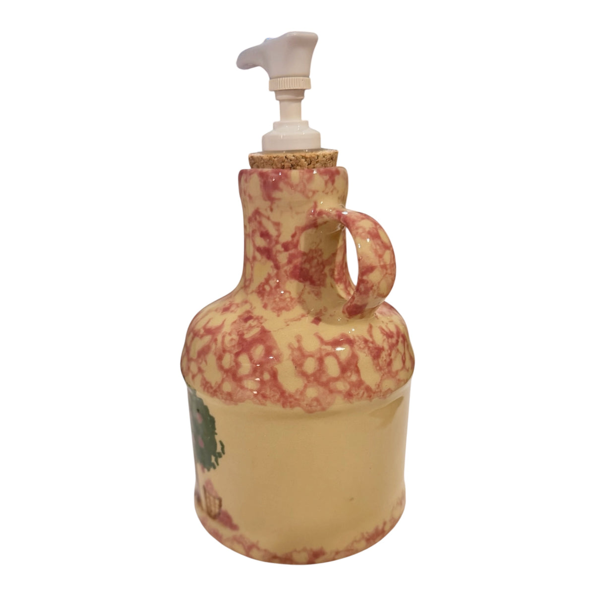 Alpine Pottery 1997 Cranberry Spongeware Jug Soap Dispenser – Roseville, Ohio