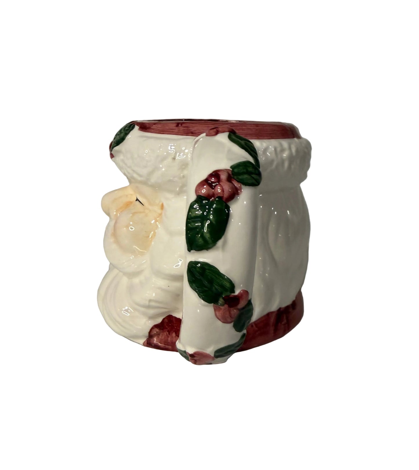 Vintage Slip-Cast Ceramic Santa Claus with Rosy Cheeks & Mistletoe