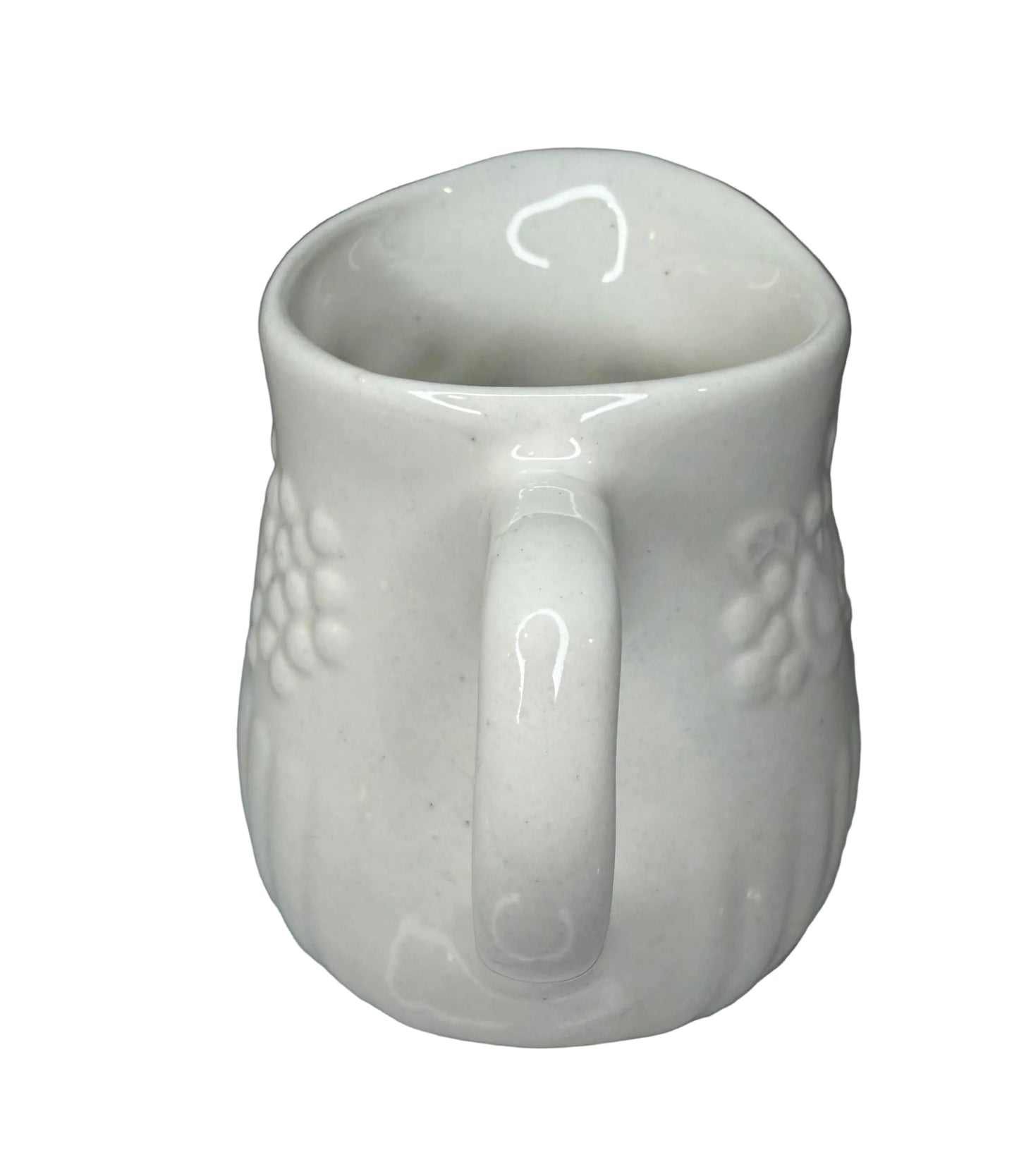 Vintage Libbey White Ceramic Creamer – Embossed Fruit Pattern, 1970s