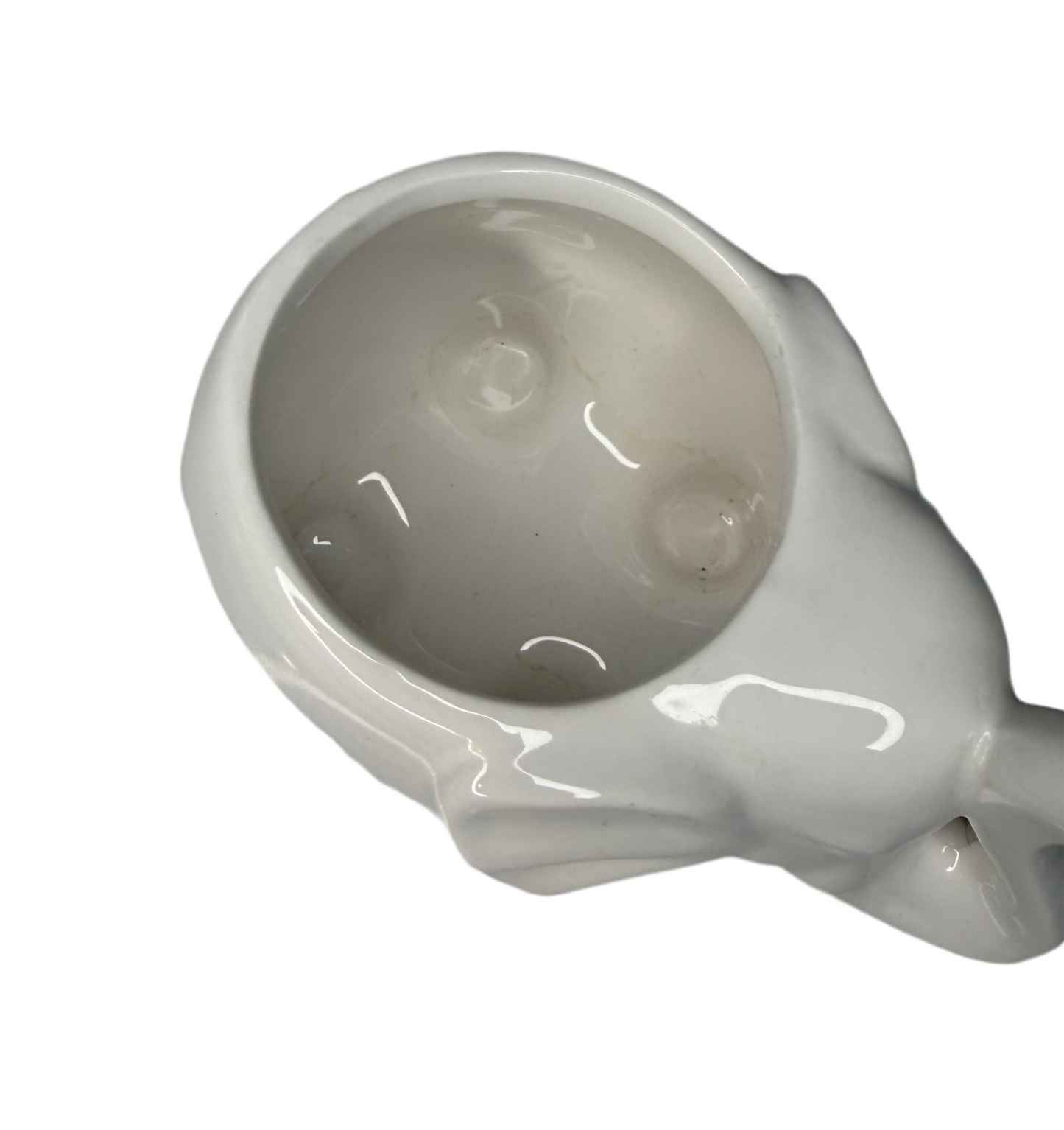 White Ceramic Elephant Planter – Small Succulent Pot or Desk Organizer