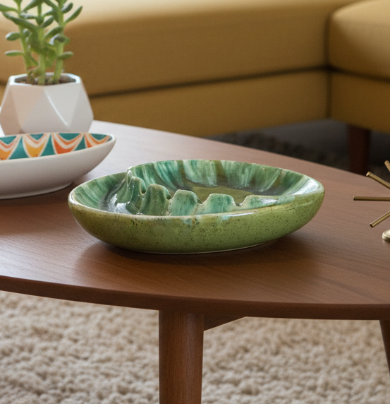 Mid-Century Modern Glazed Ceramic Ashtray / Catchall Dish