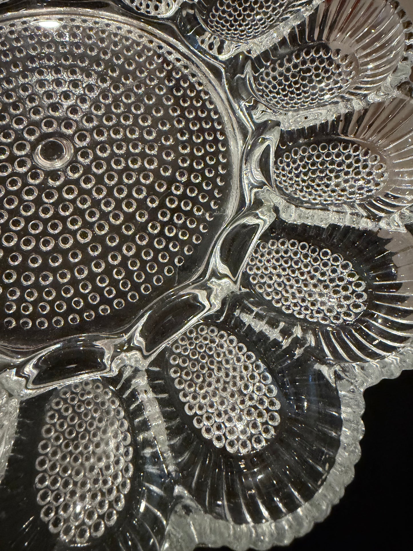 Vintage Indiana Glass Hobnail Deviled Egg Platter | Clear Glass Relish Tray | Mid-Century Serving Dish | Made in USA