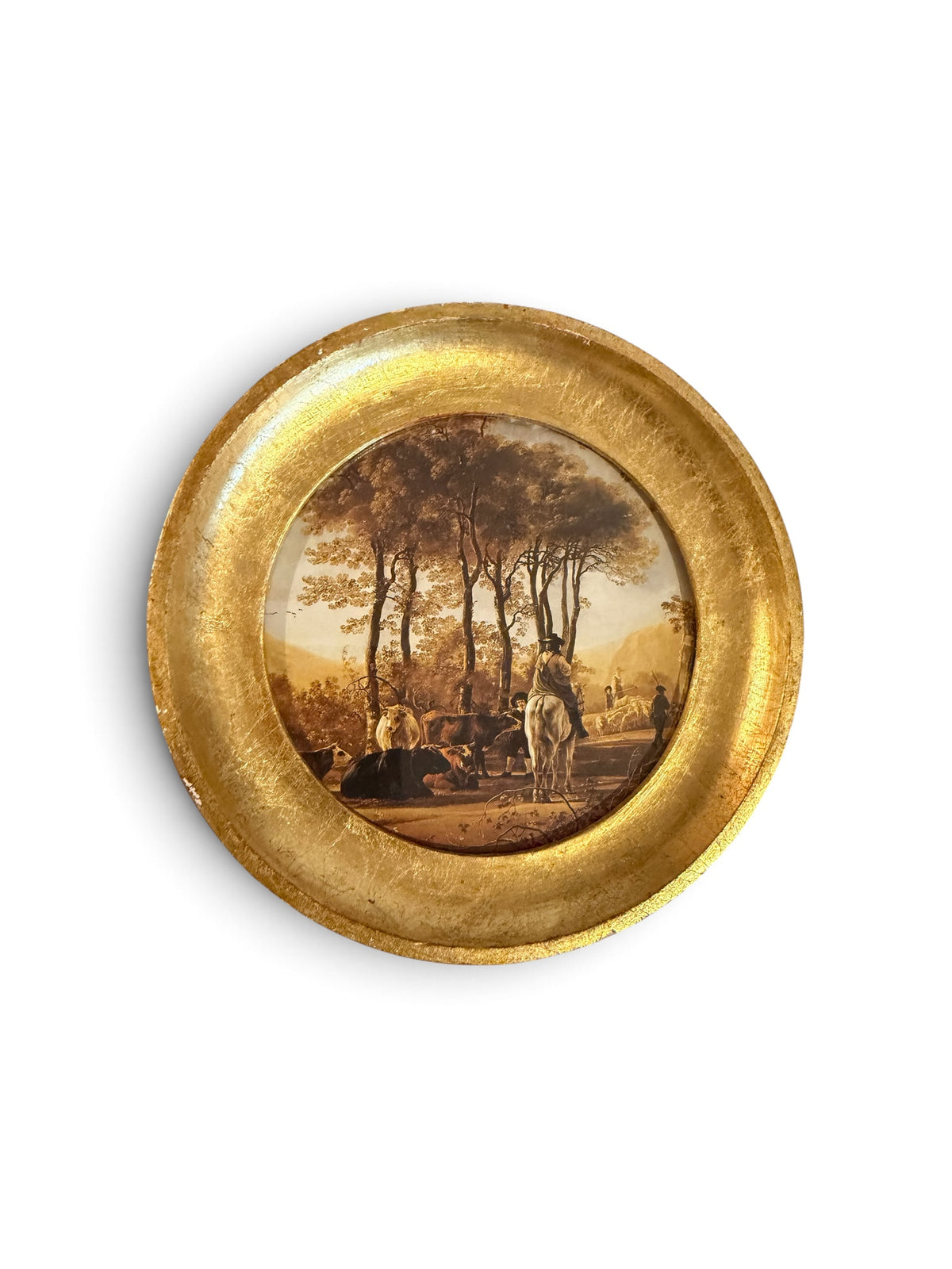 Gold Round Framed Dutch Landscape Art – Set of 2 | Flea & Frame Creations - 7”