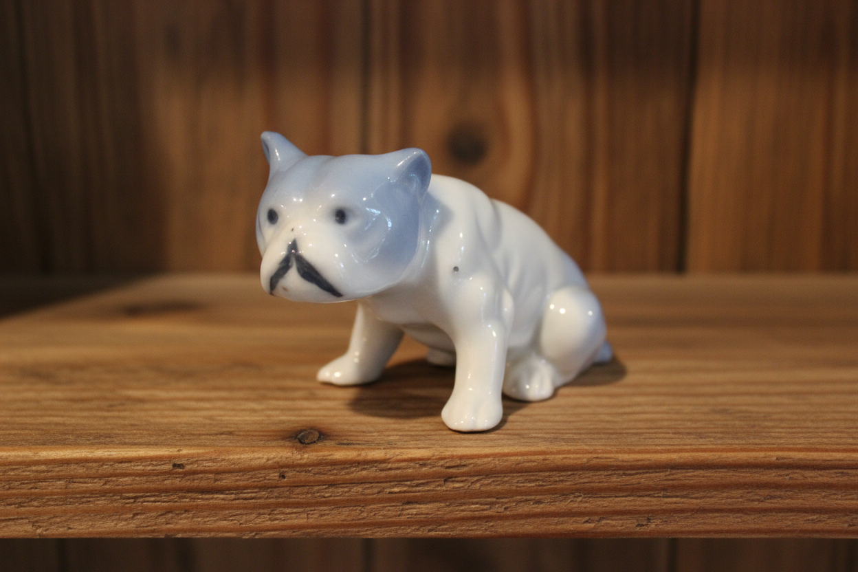 Miniature Vintage Ceramic English Bulldog Figurine – Possibly Made in Japan – 1.25” H x 2” L