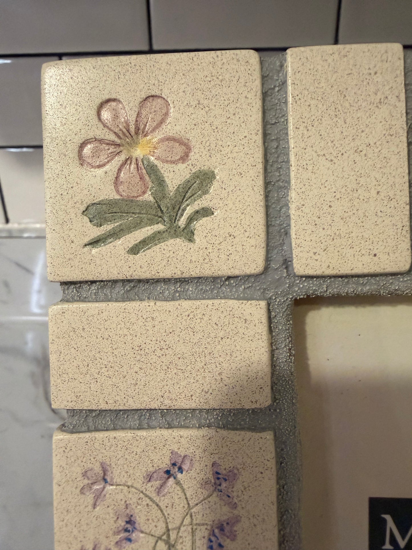 Vintage Malden International Designs Ceramic Picture Frame – Hand-Painted Wildflower Tiles