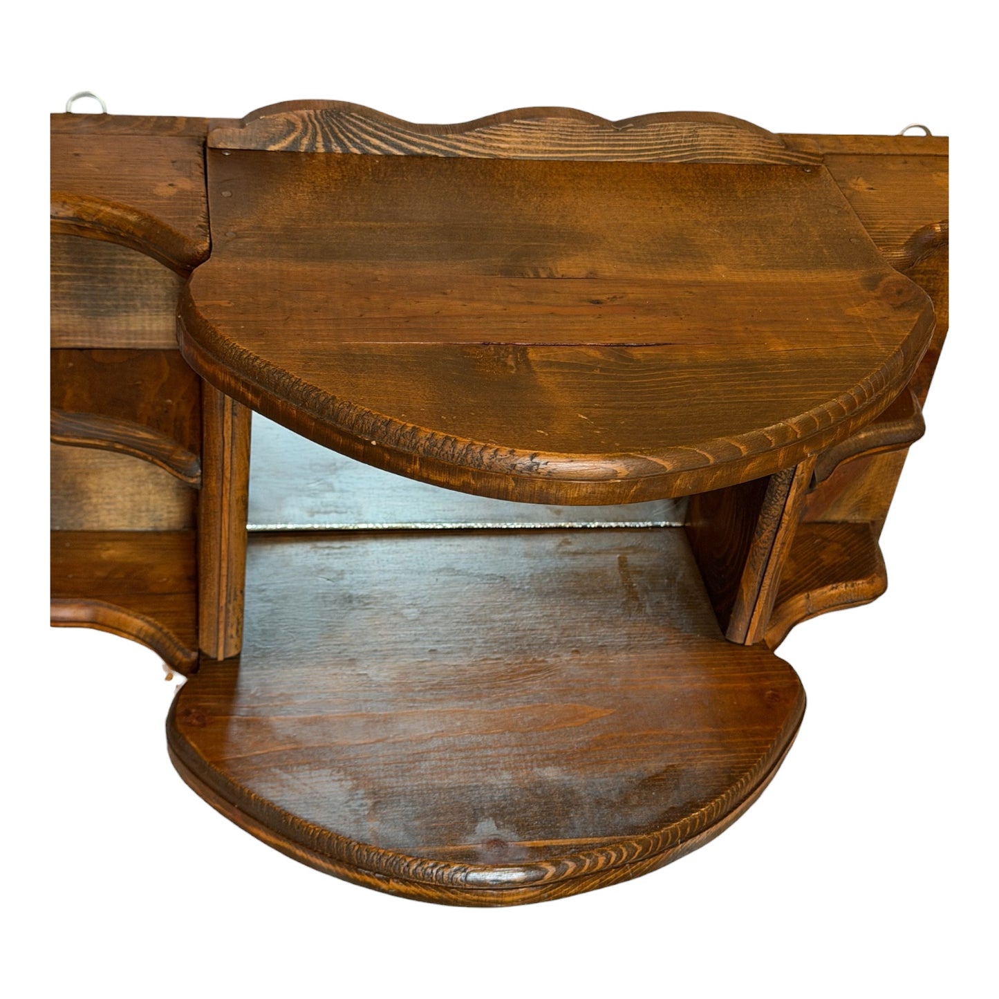 Vintage Mid-Century Mirrored Shadow Box Curio Shelf | Wood Wall Display