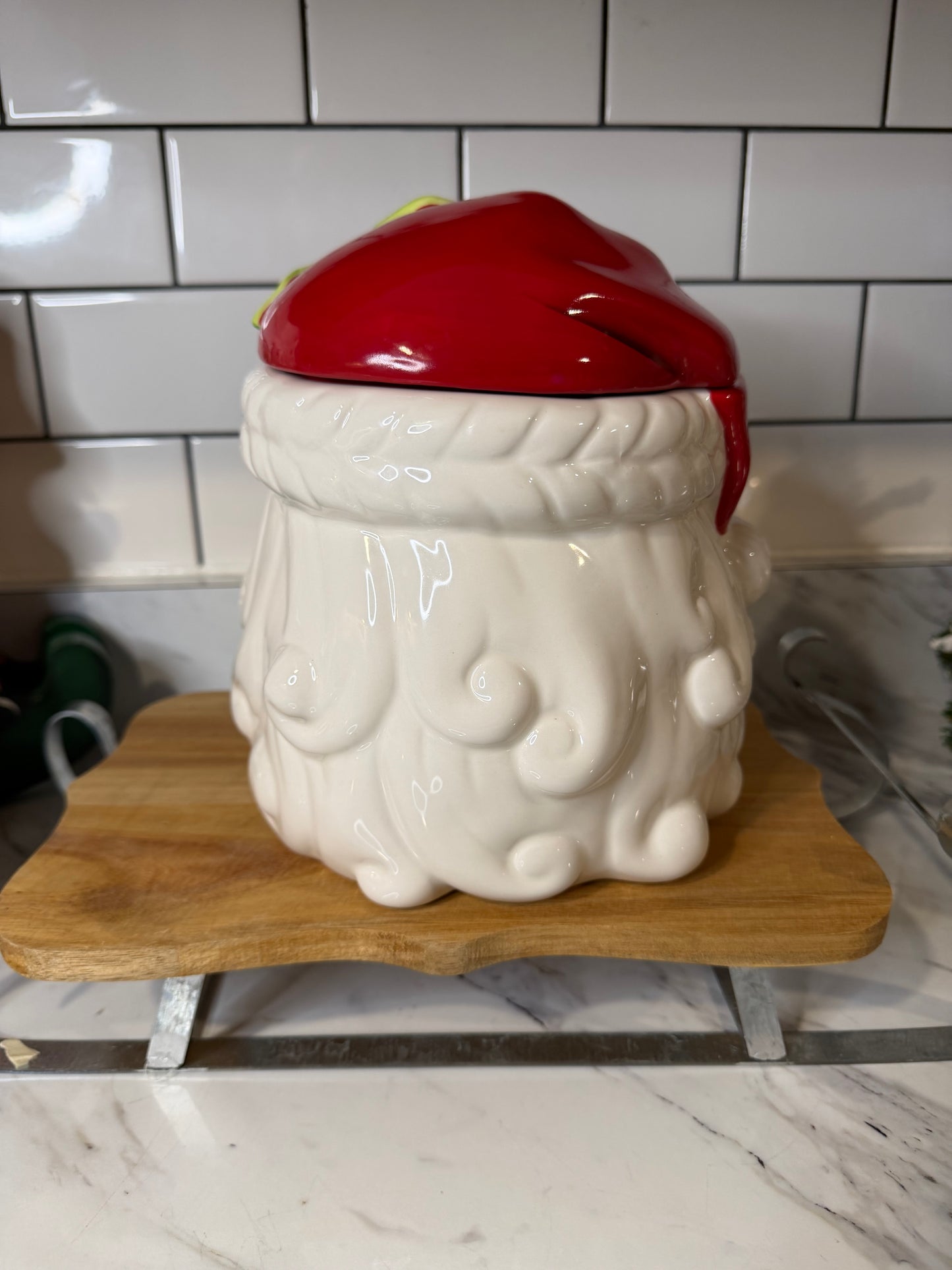Vintage-Style Ceramic Santa Claus Cookie Jar “Winking Santa” — Sleigh Bell Bistro