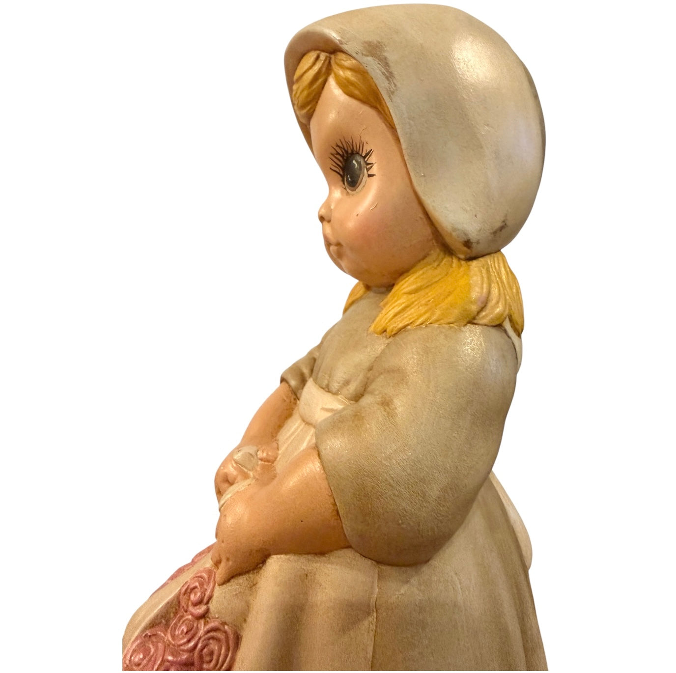 Vintage Hand-Painted Ceramic Girl Figurine | Cottagecore Fall Decor | 1987 | 10”