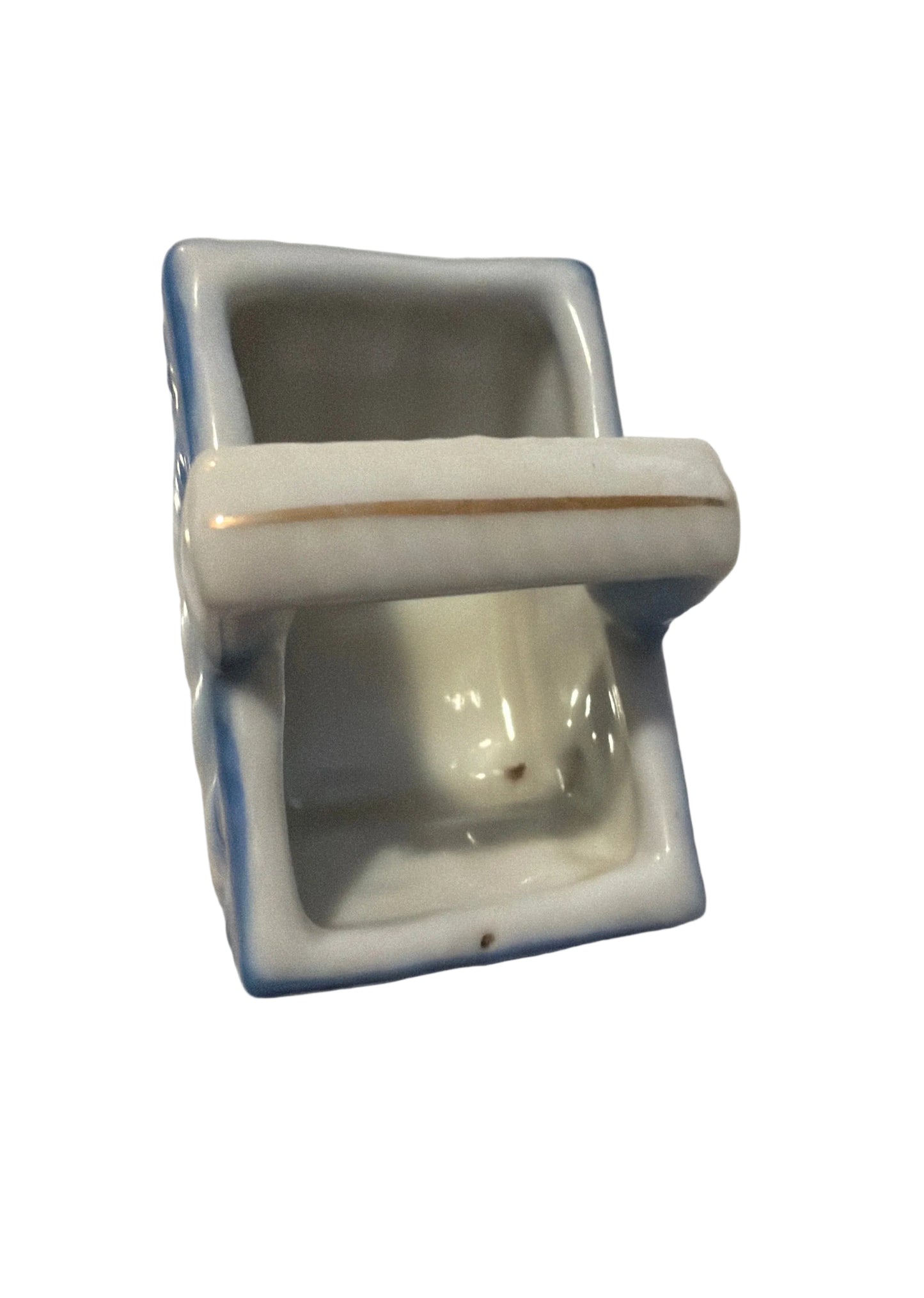 Miniature Vintage Isco Hand-Painted Porcelain Basket – Made in Japan – c. 1950s