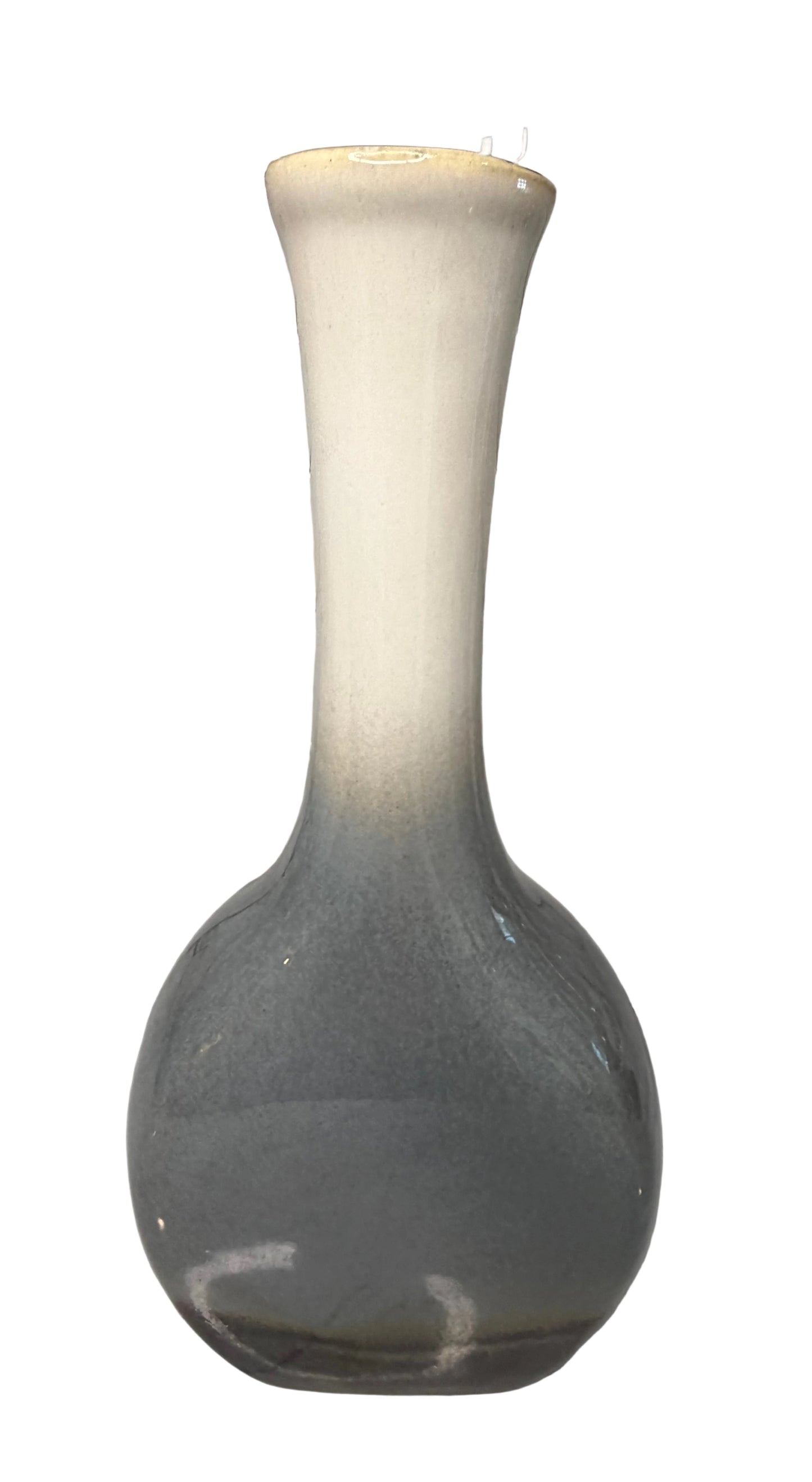 Vintage Art Nouveau Style Ceramic Vase – Blue to White Ombre Glaze