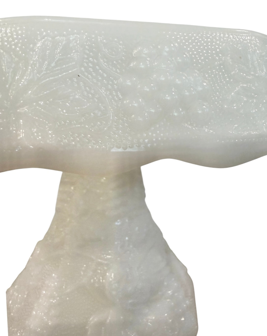 Vintage Milk Glass Pedestal Cake Stand | Harvest Grape / Paneled Grape Pattern | Mid-Century Glass