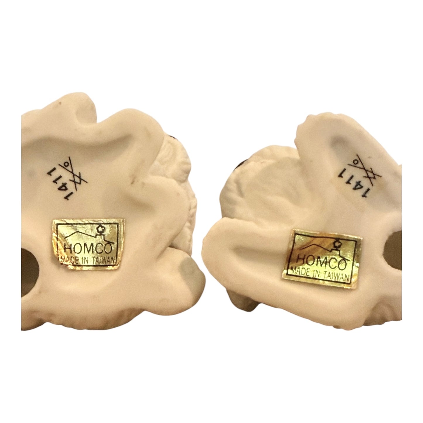 Homco Maltese Puppy Figurines #1411 – Set of 2 White Porcelain Dogs, 1980s Collectible Decor