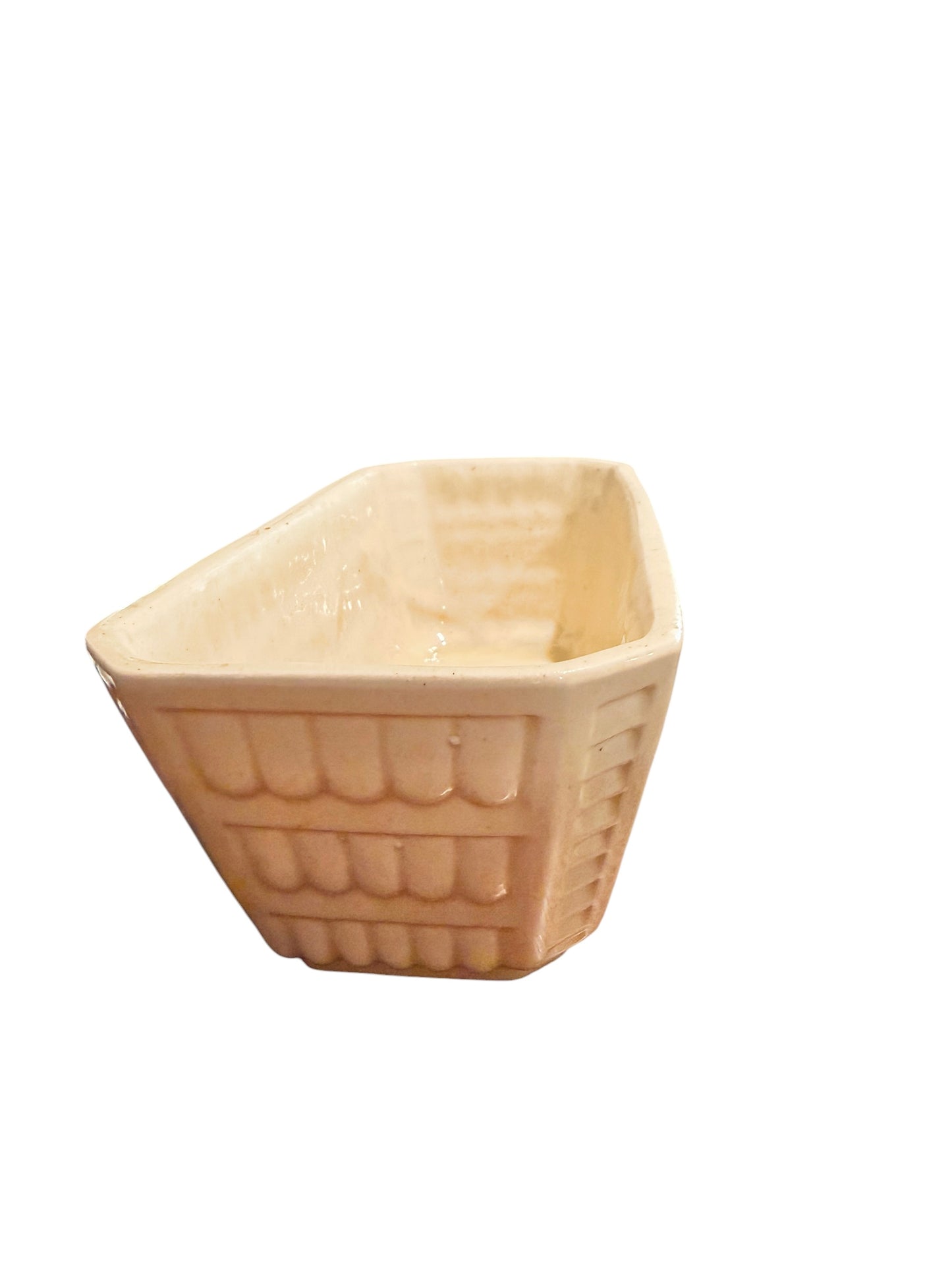 Brush Pottery Vintage Rectangular Planter – Basket Weave / Fish Scale Pattern – USA Pottery