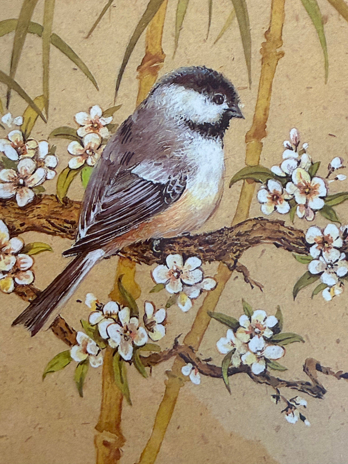 HOMCO Chickadee Wall Art | Octagonal Faux Wood Frame | 1980s Home Interiors Bird Print