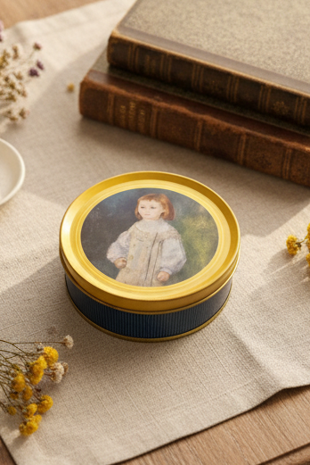 Renoir “Lucie Berard (Child in White)” Decorative Vintage Tin Canister