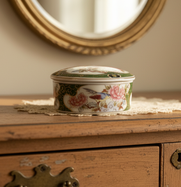 Vintage Japanese Porcelain Trinket Box - 1970s