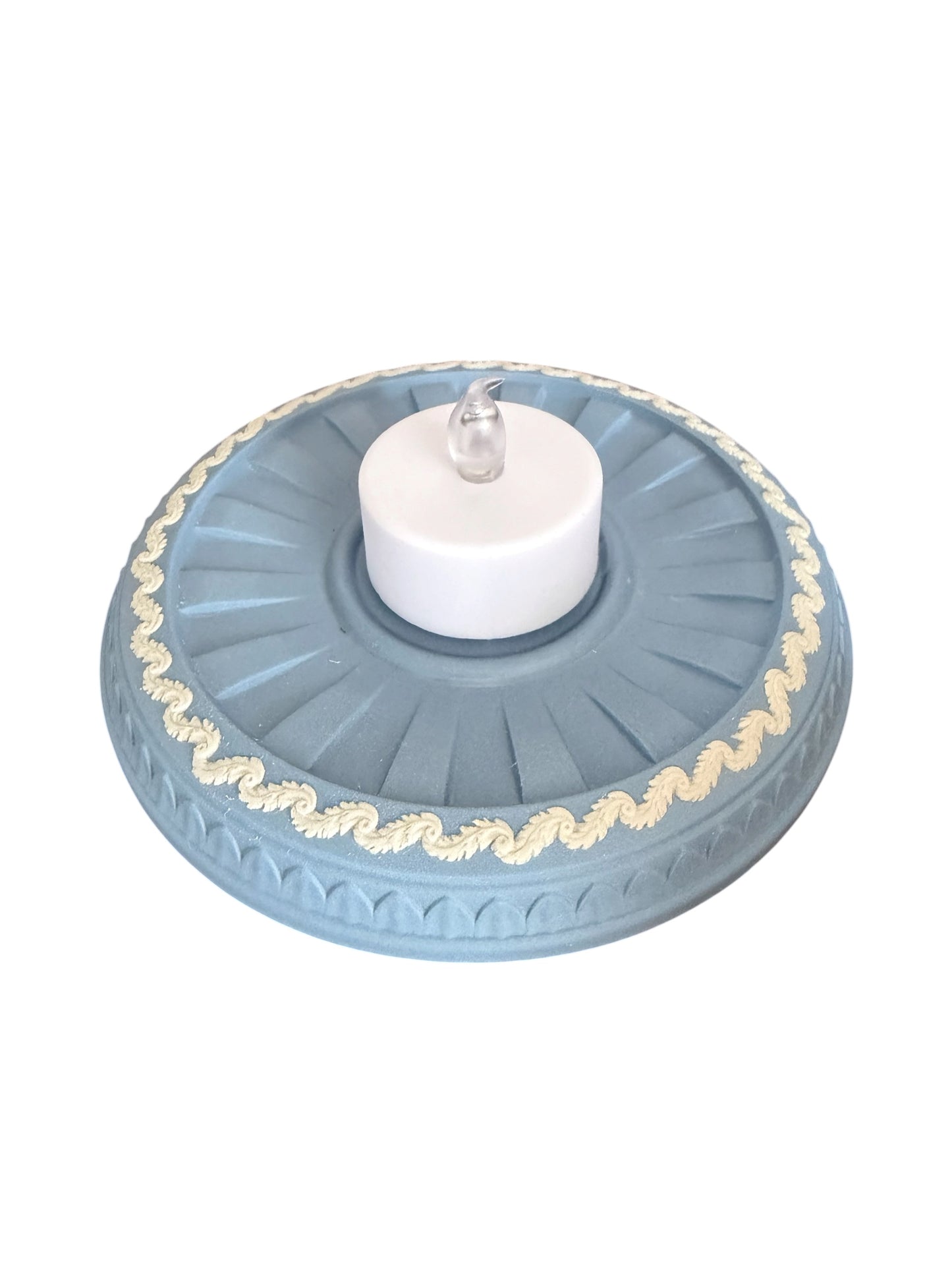 Vintage Wedgwood Blue Jasperware “Dancing Hours” Lithophane Fairy Lamp