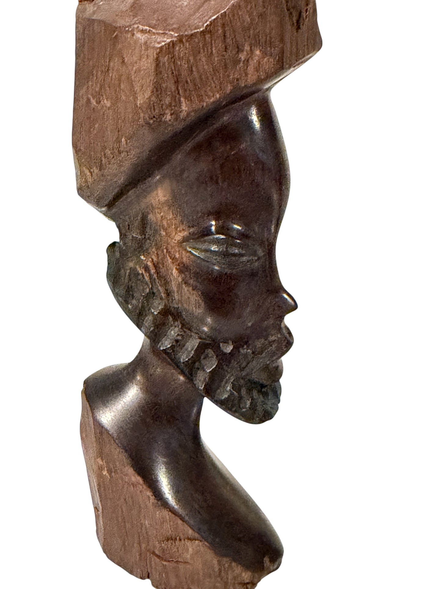 Hand-Carved Vintage African Tribal Bust Sculptures – Matching Male & Female Pair – Mid-Century Folk Art