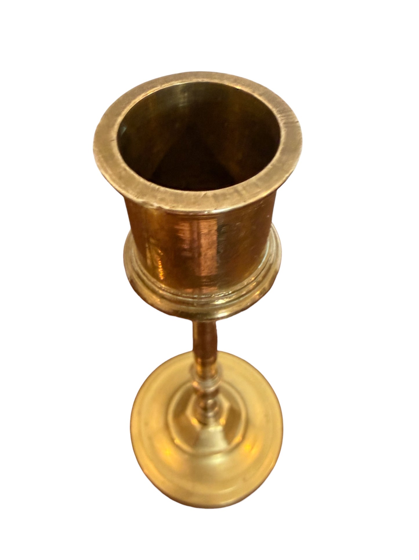 Brass Candlestick Holders – Pair | Dainty Multi-Collared Stem Design | Vintage